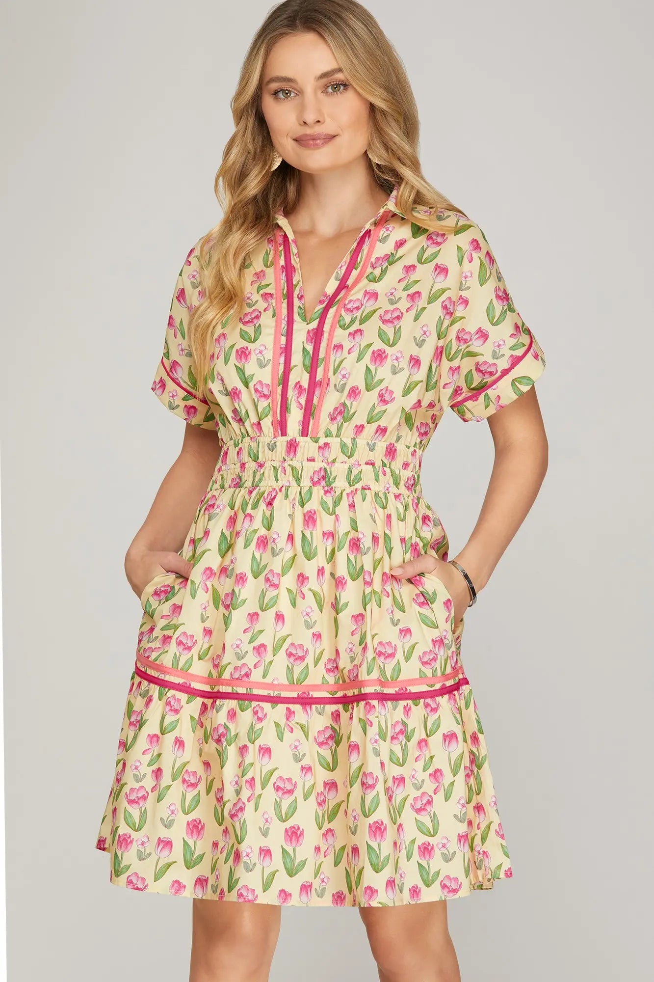 Collared Floral Print Dress