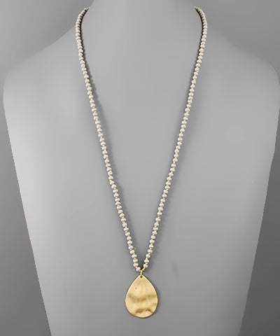 Teardrop Wood Bead Necklace