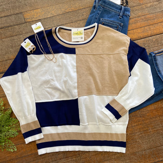 Color Block Crew Neck