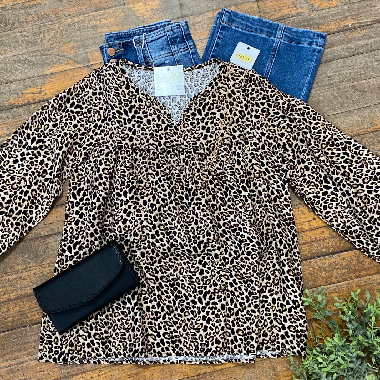 Long Sleeve Animal Print Blouse