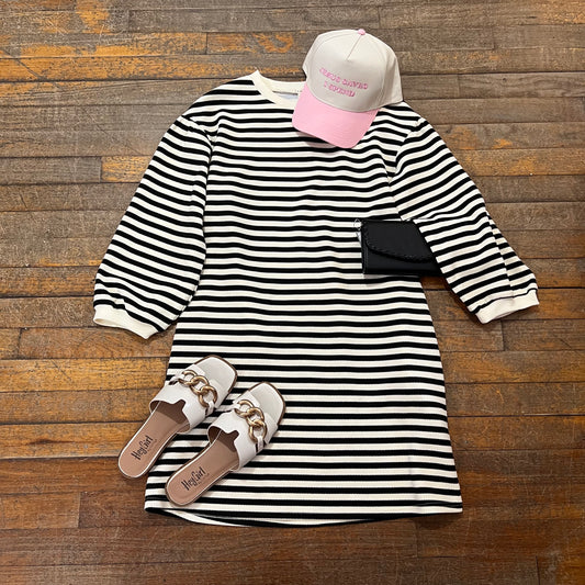 Quarter Sleeve Stripe Dress