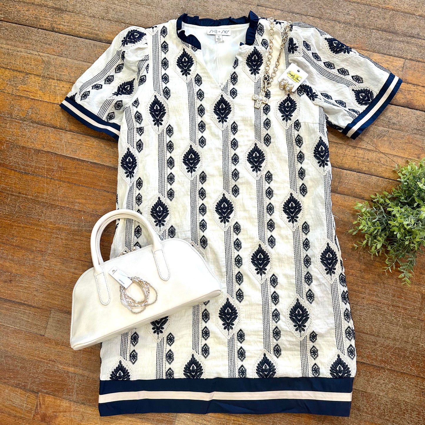 Navy and White Dress