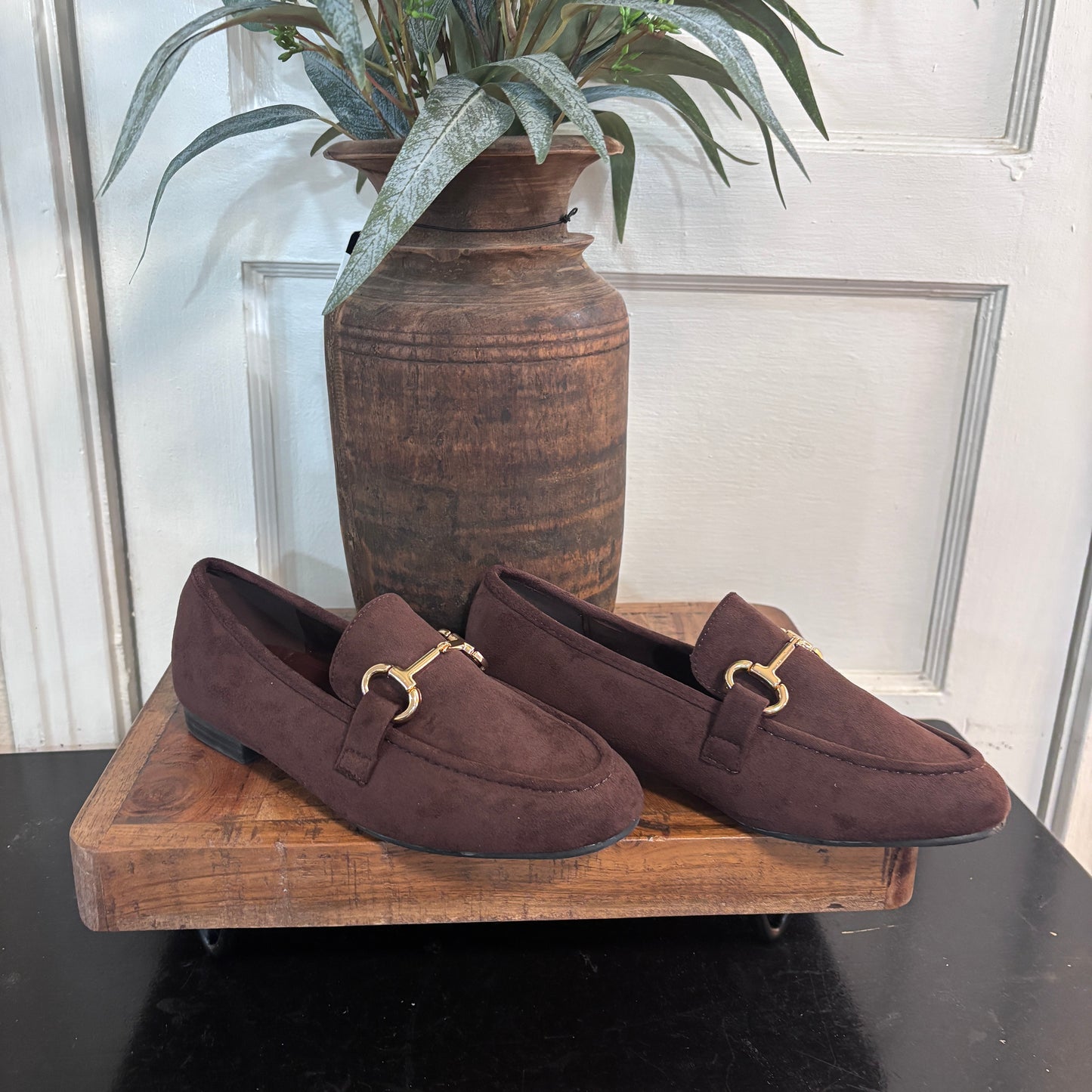 Suede Gold Trim Loafer