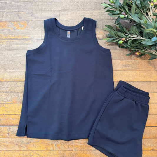 Sleeveless Black Tank Set