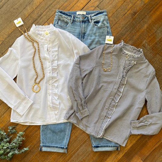Ruffle Trim Button Shirt