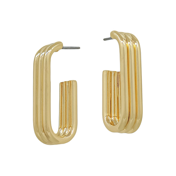 Three Layered Oval Hoop Earrings