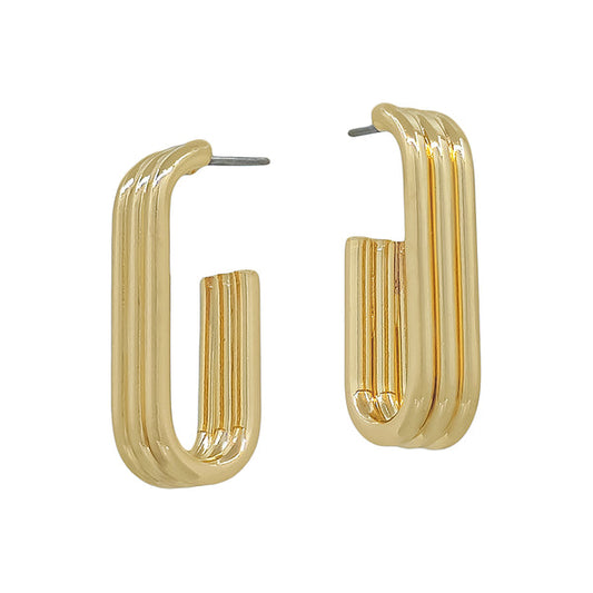 Three Layered Oval Hoop Earrings