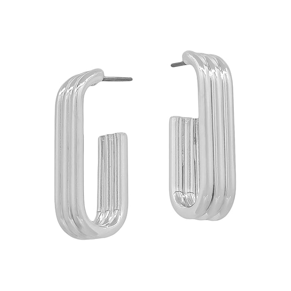 Three Layered Oval Hoop Earrings