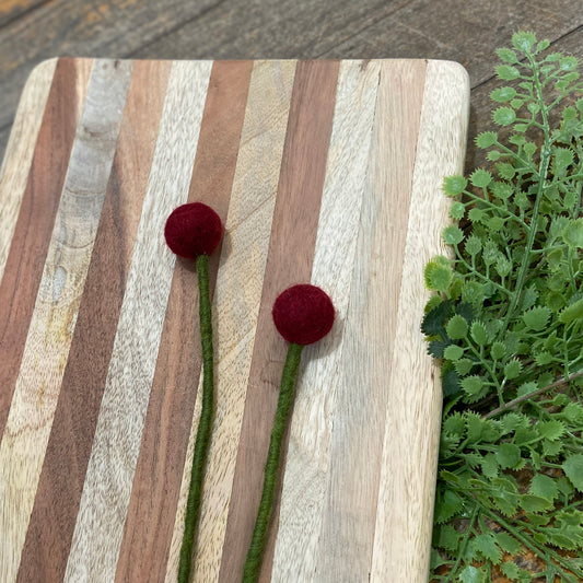 Felted Single 0.8" Red Flower