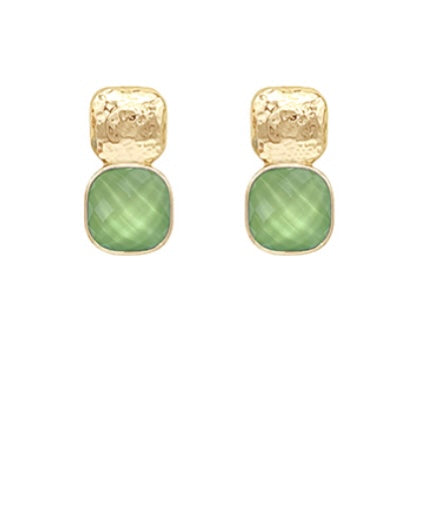 Stone and Texture Gold Earrings
