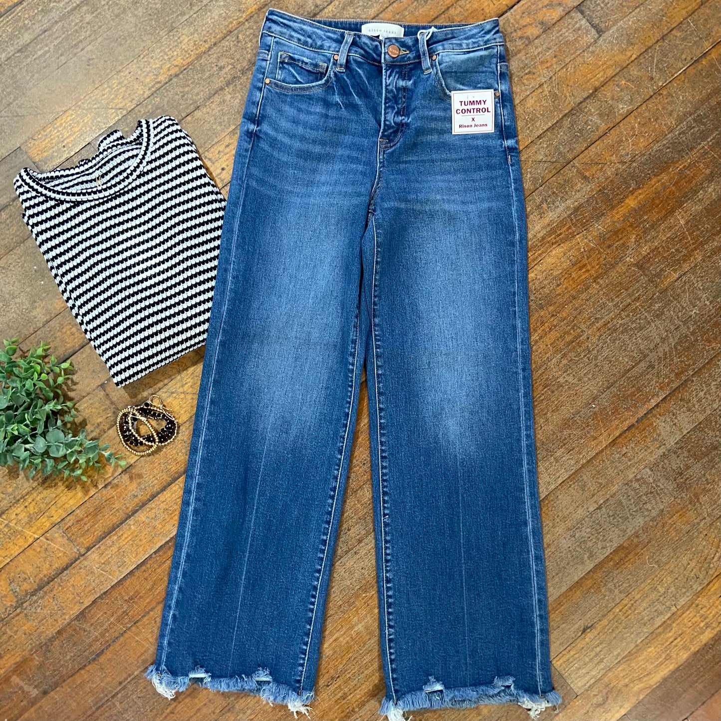 Risen High Rise Ankle Straight Jeans