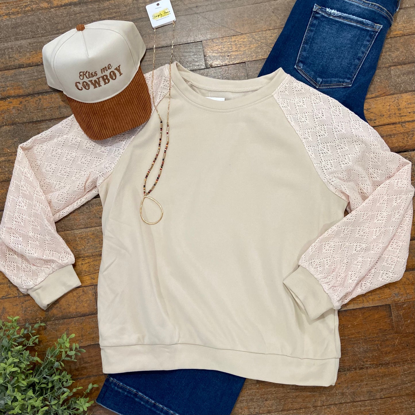 Eyelet Knit Raglan Top