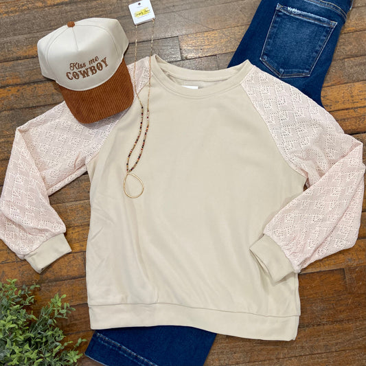 Eyelet Knit Raglan Top