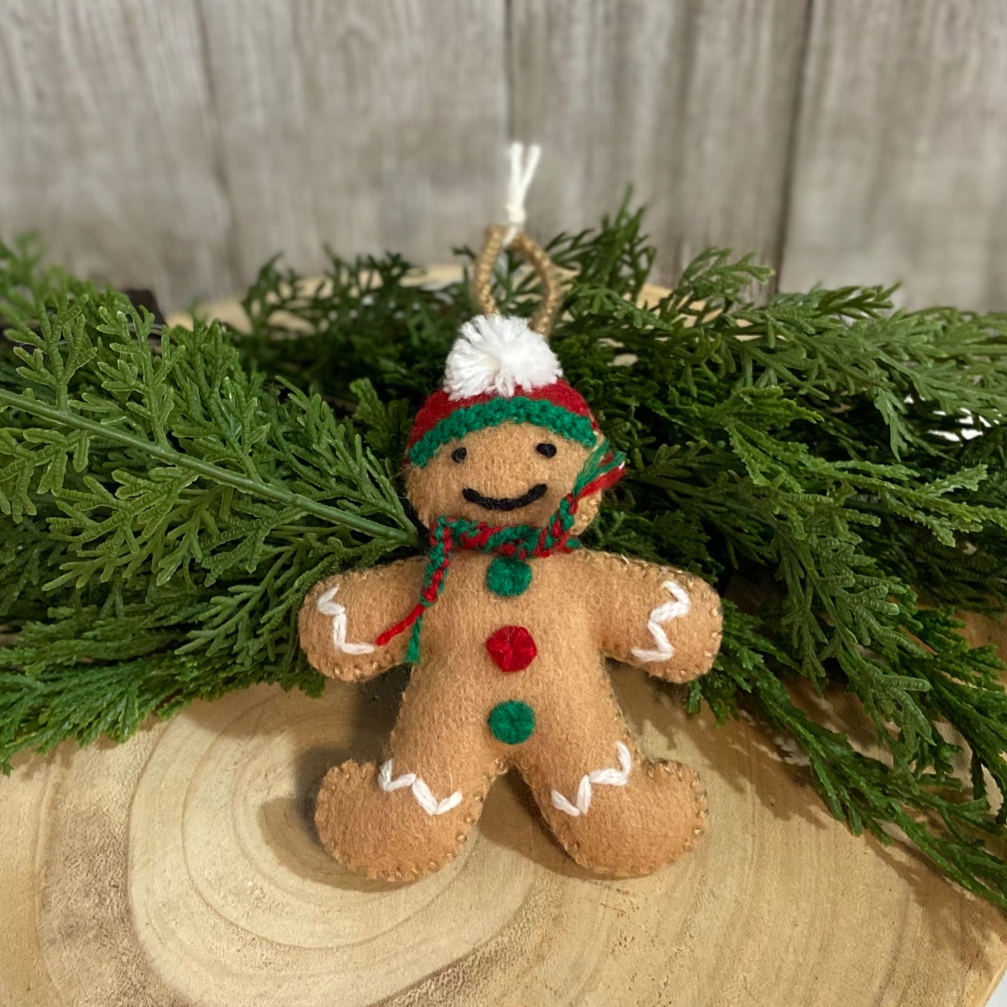 Gingerbread Man Wool Ornament
