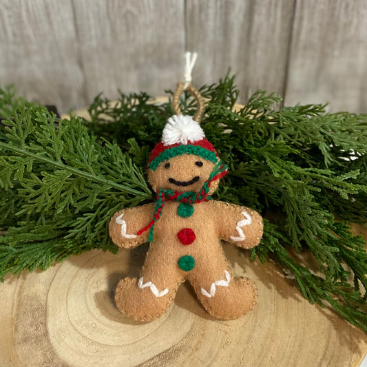Gingerbread Man Wool Ornament