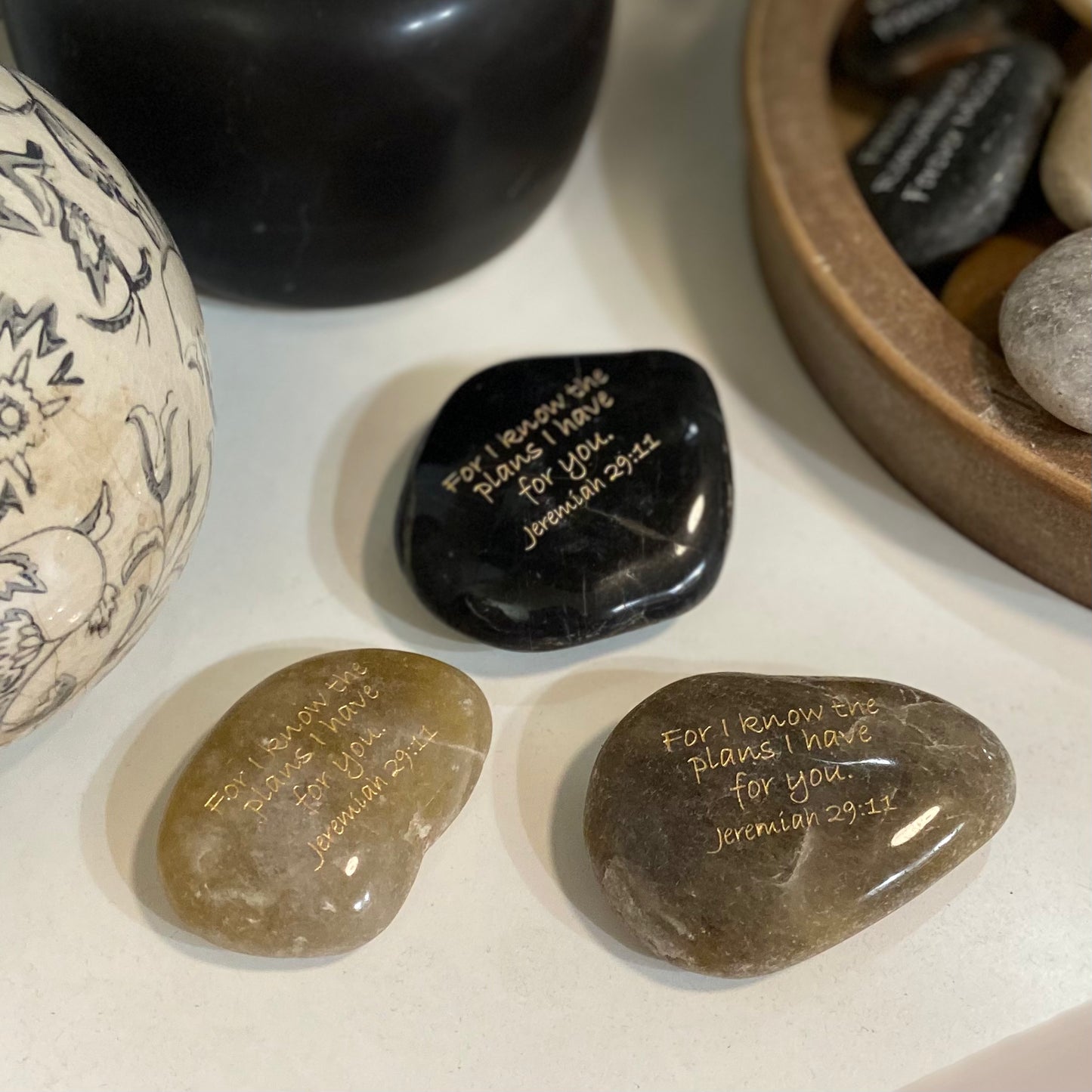 Engraved River Rock