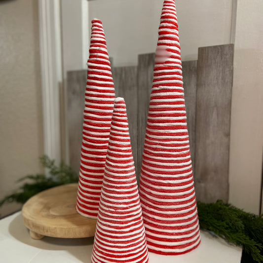Red and White Yarn Trees
