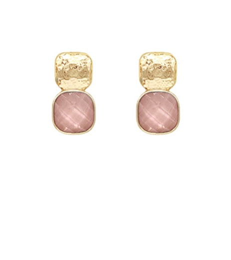 Stone and Texture Gold Earrings