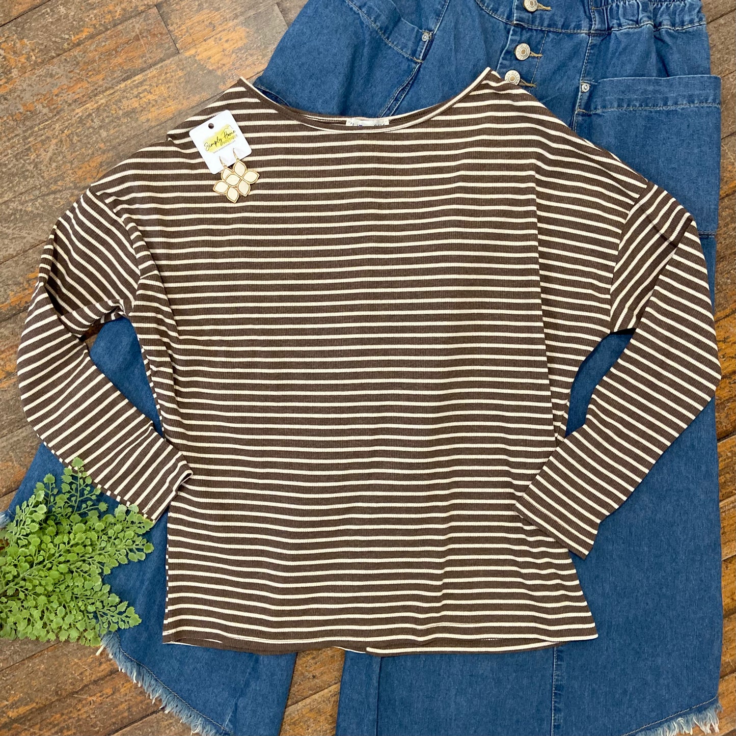 Ribbed Stripe Long Sleeve Top