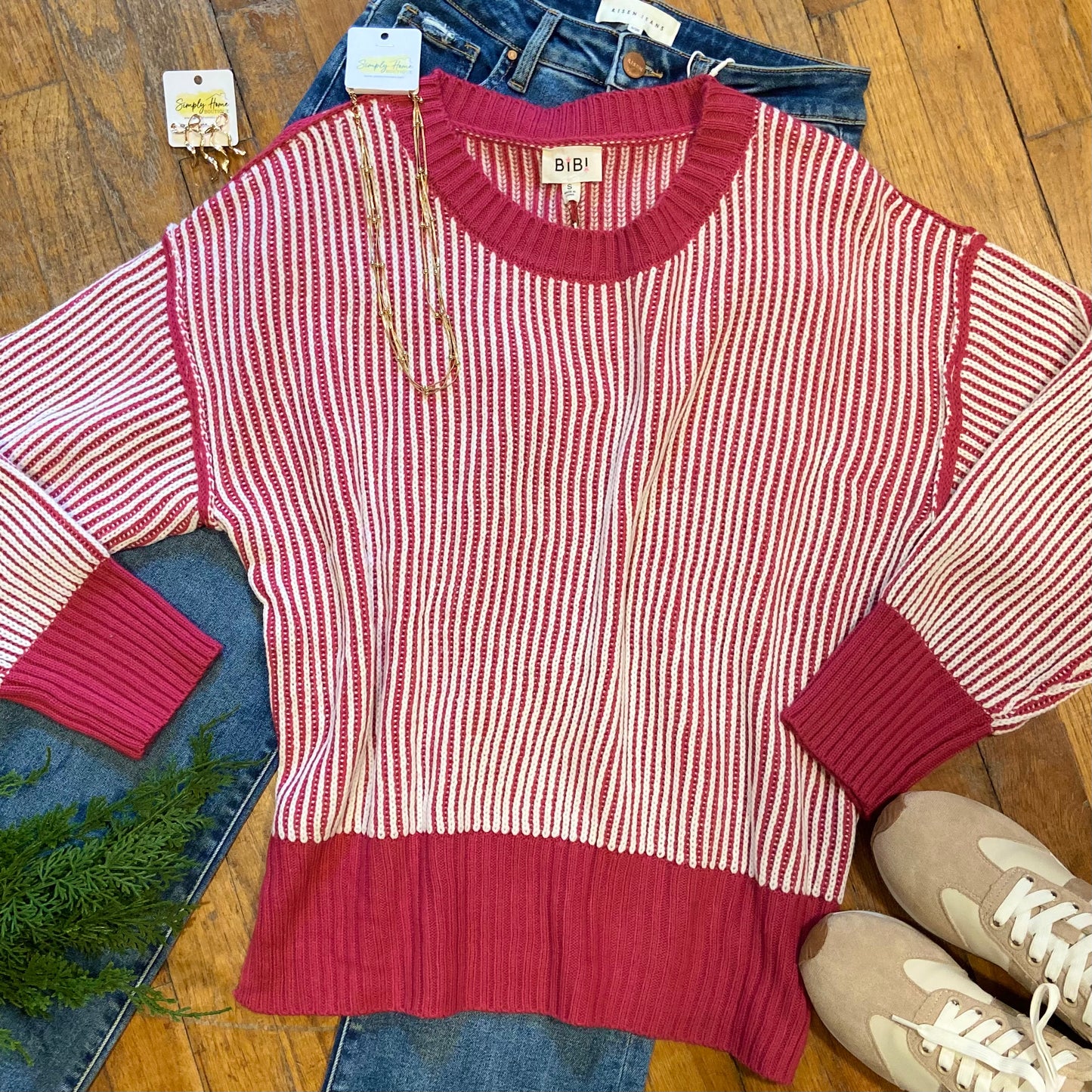 Two Tone Ribbed Sweater