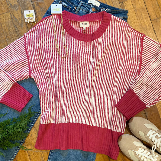 Two Tone Ribbed Sweater