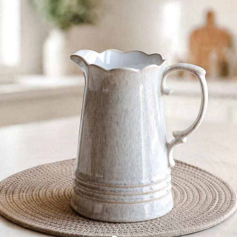 Beige Ceramic Pitcher