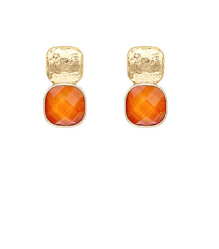 Stone and Texture Gold Earrings