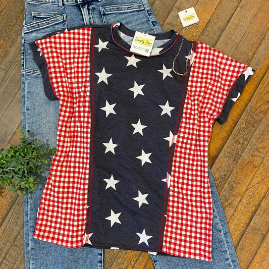 Red, White and Blue Gingham Shirt