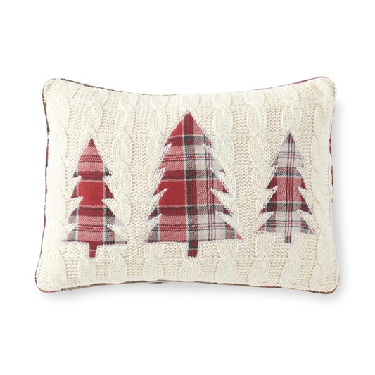 Cable Knit Plaid Tree Pillow
