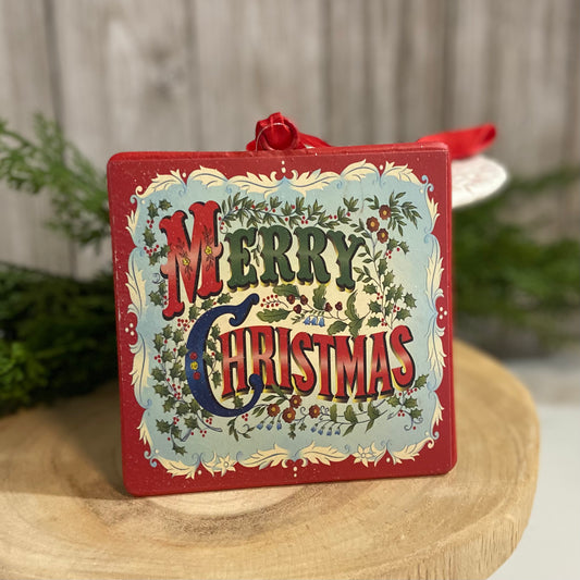 Merry Christmas Square Ornament
