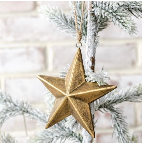 Wooden Gold Star Ornament