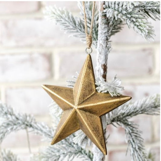 Wooden Gold Star Ornament