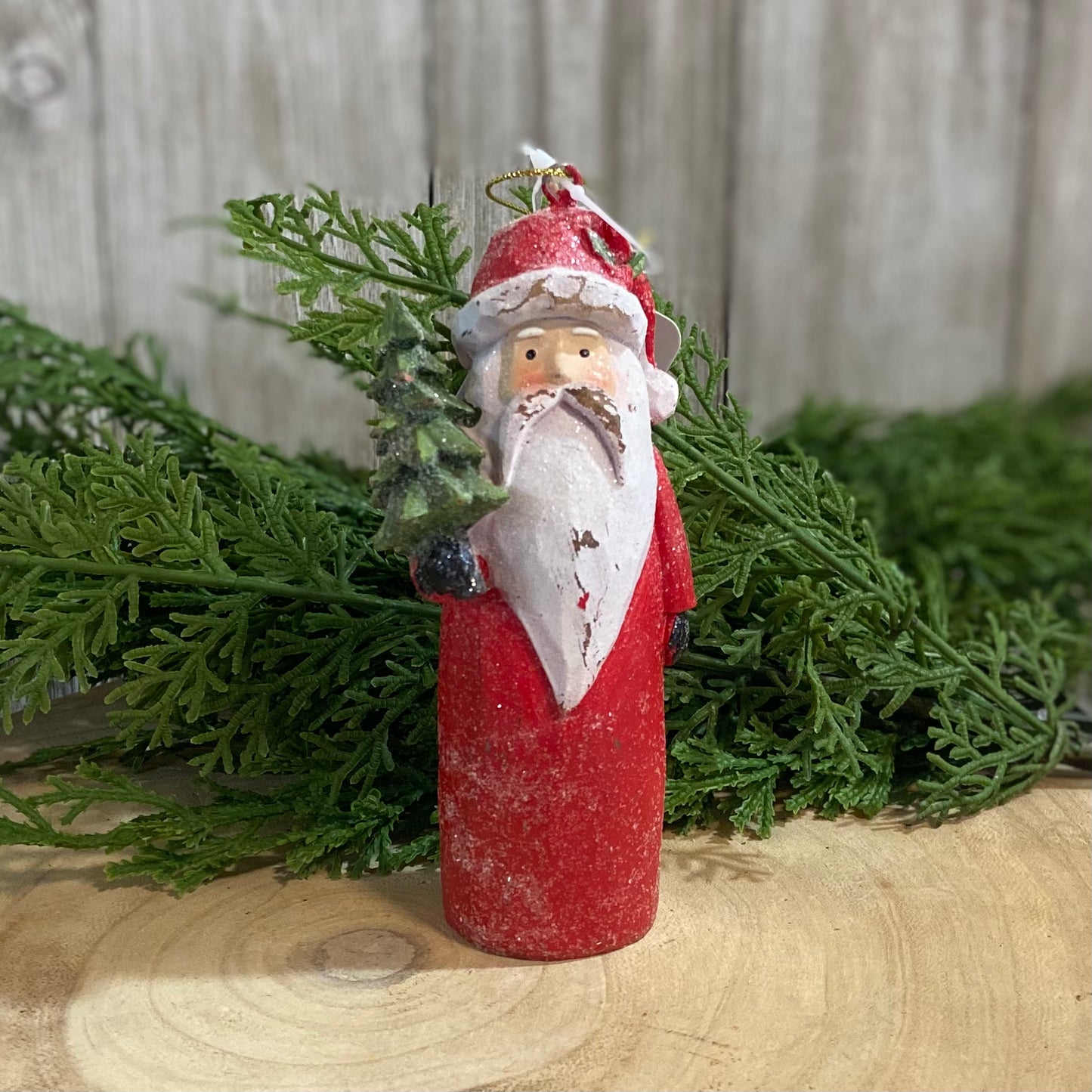 Carved Santa Ornament
