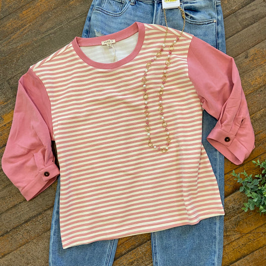 Solid Sleeve Striped Shirt