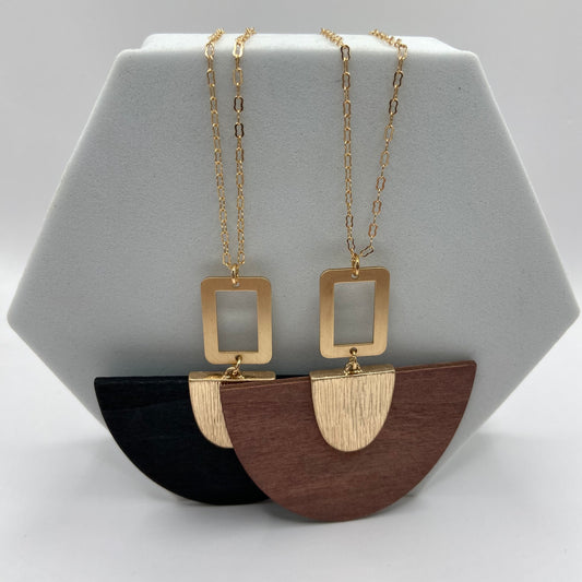 Wood Half Circle Necklace