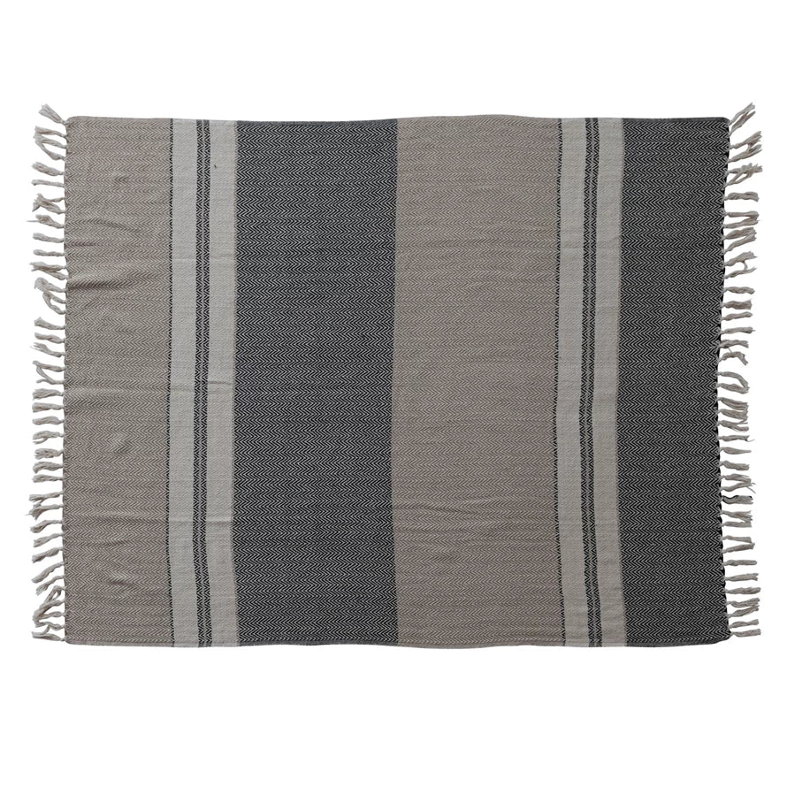 Striped Throw with Fringe