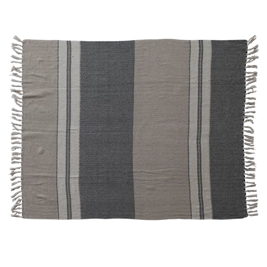 Striped Throw with Fringe