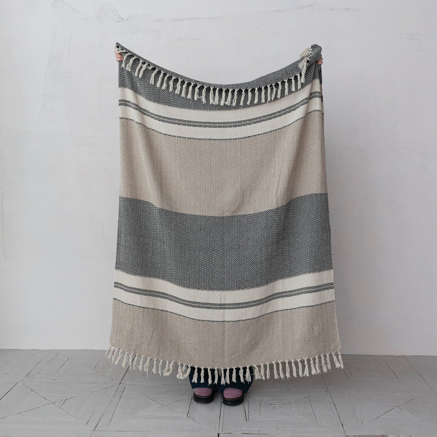 Striped Throw with Fringe