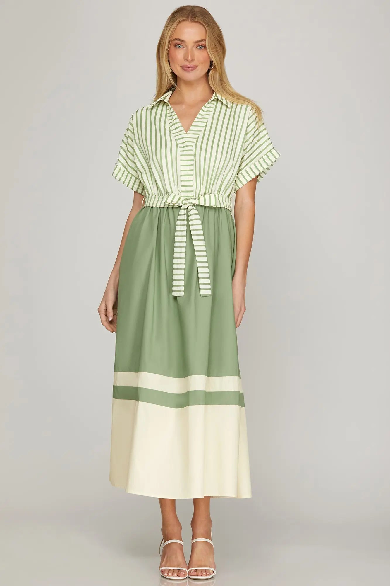 Sage Stripe Dress
