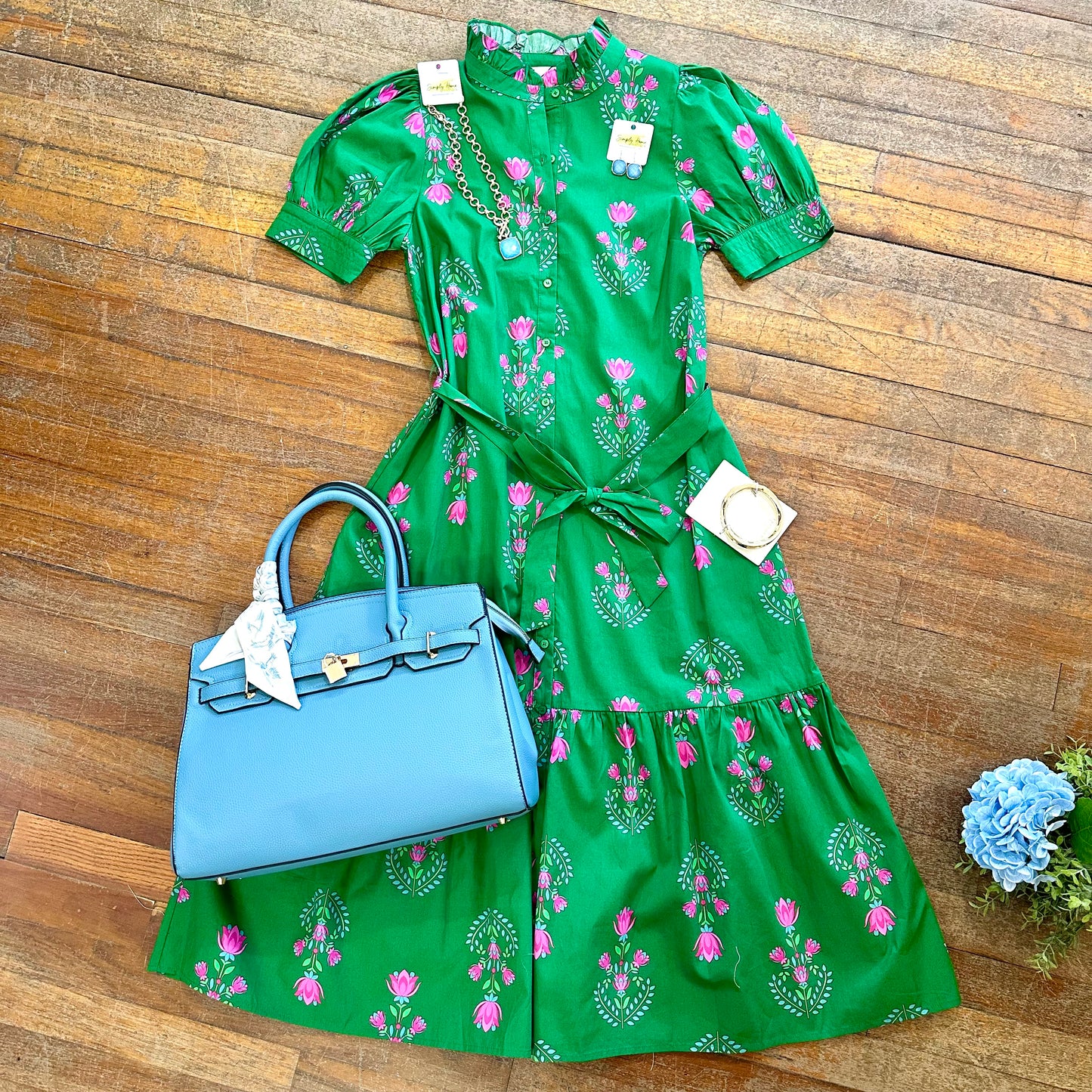 Button Up Midi Dress Floral