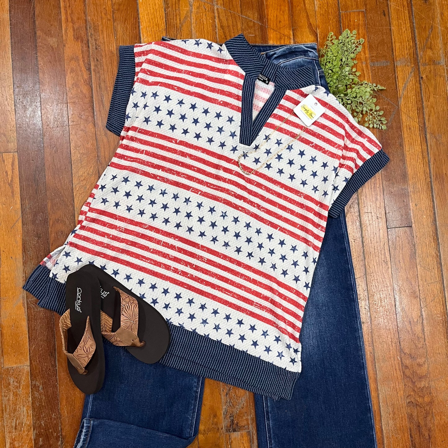Patriotic V Neck Top