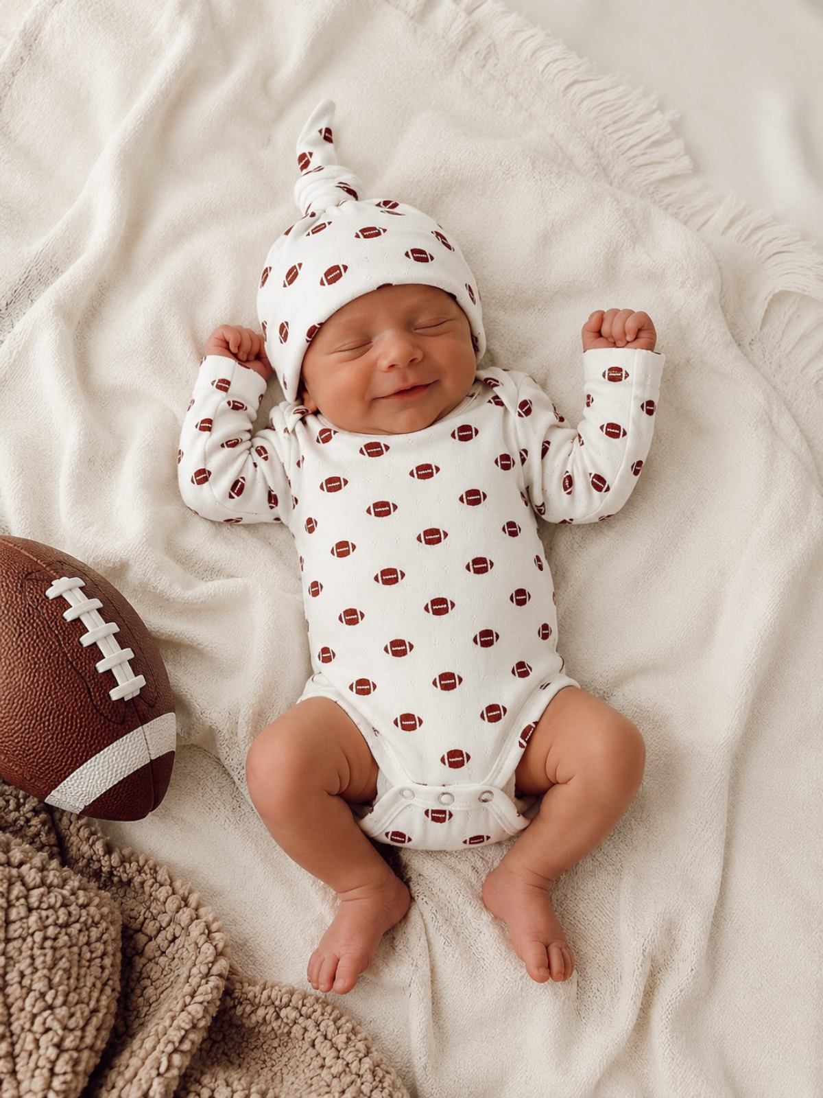 Football - Organic Pointelle Long Sleeve Bodysuit