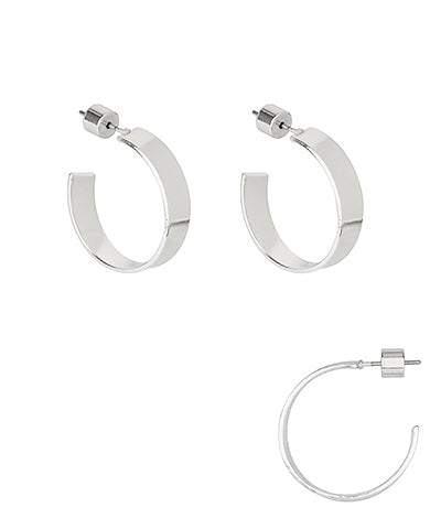 Silver 25mm Flat Hoops