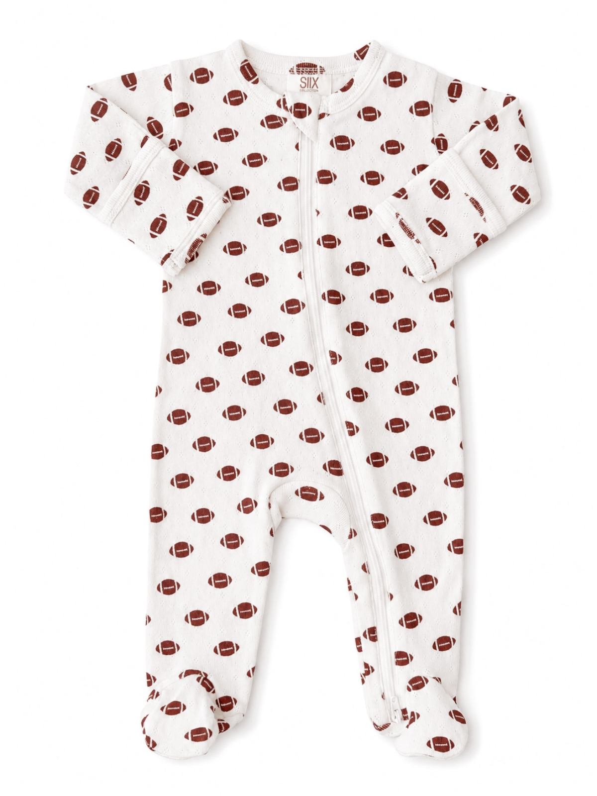 Football - Organic Pointelle 2-Way Zip Footie