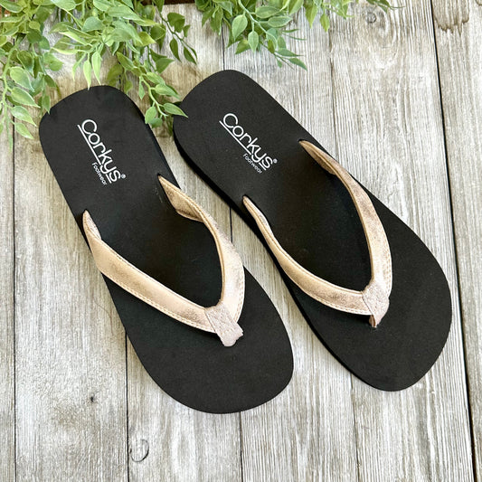 Corky's Summer Plans Gold Flip Flop