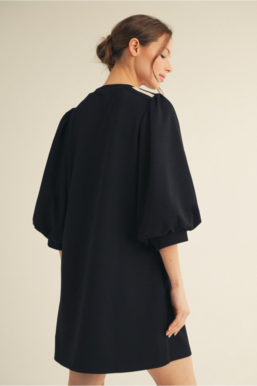 Black Shoulder Accent Dress