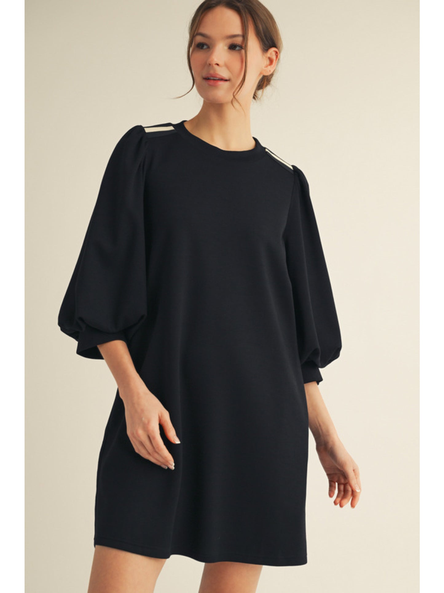 Black Shoulder Accent Dress