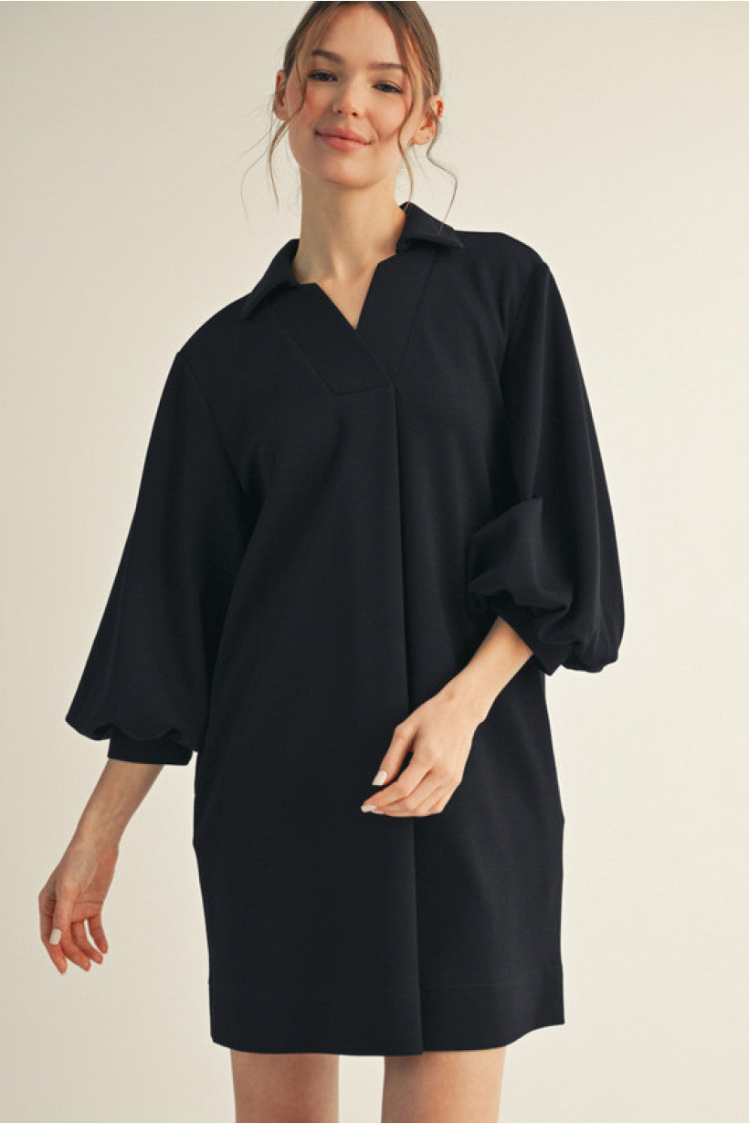 V Neck Dress Front Pleat