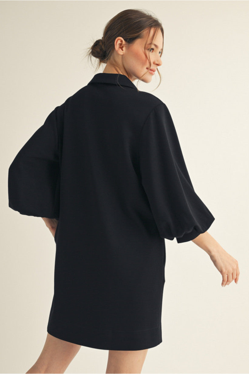 V Neck Dress Front Pleat