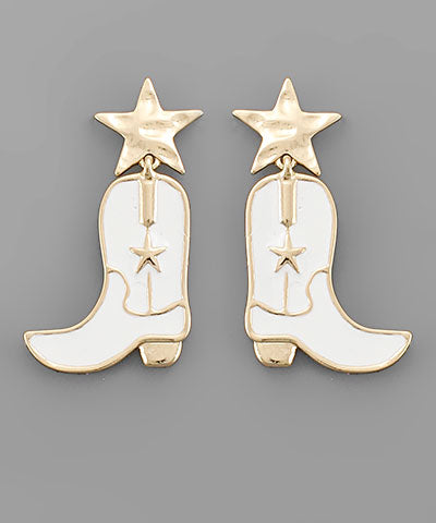 White Boot Earrings